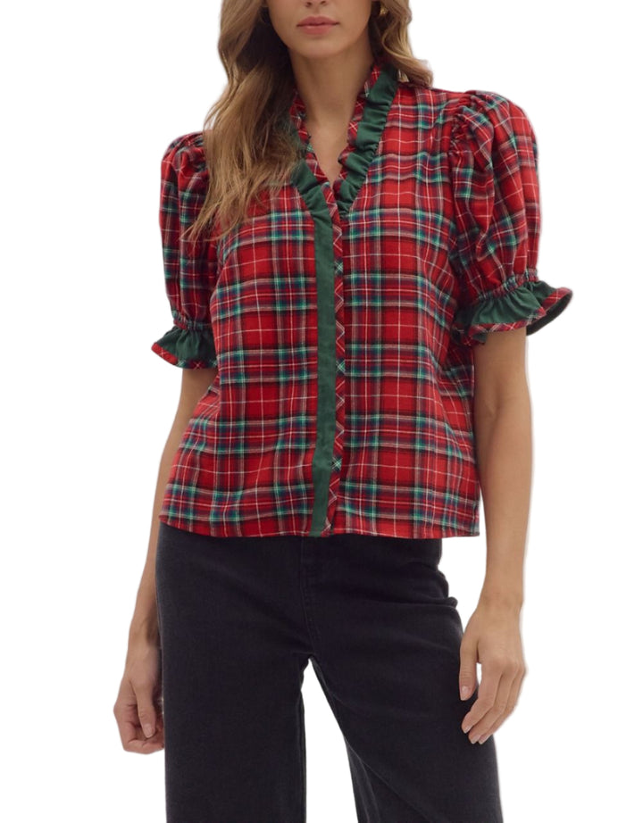 Chassidy Navy Plaid Top