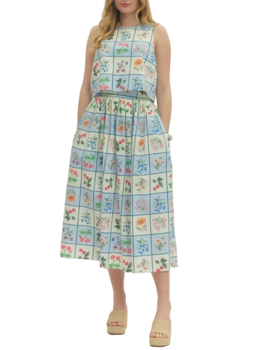 Fay Crop Top and Midi Skirt Set - Pickering Boxwood