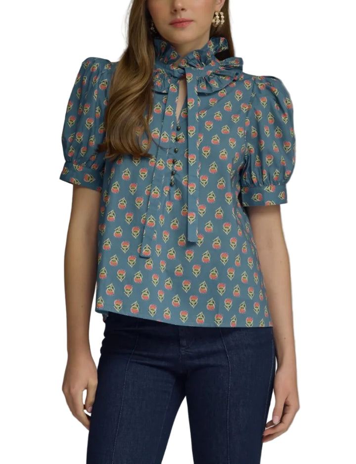 Layla Short Puff Sleeve Floral Top