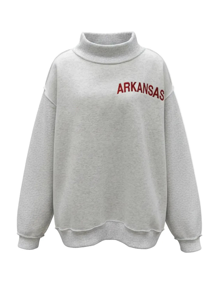 College Embroidered Mock Neck Sweatshirt