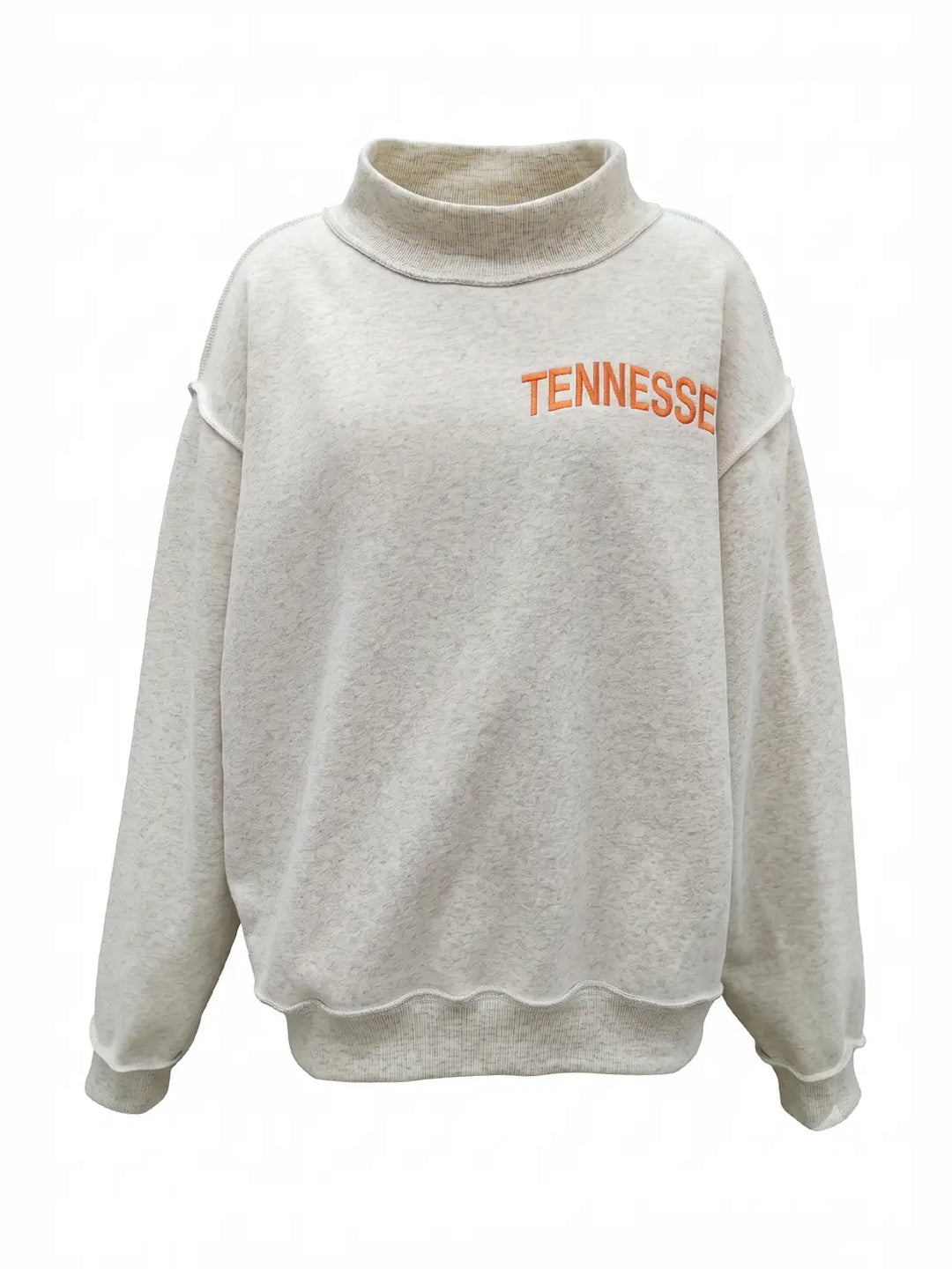 College Embroidered Mock Neck Sweatshirt
