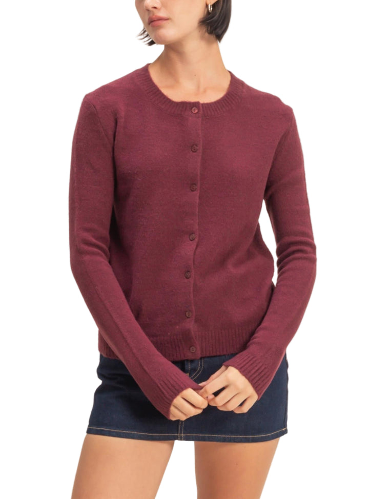 Crew Neck Buttoned Cardigan