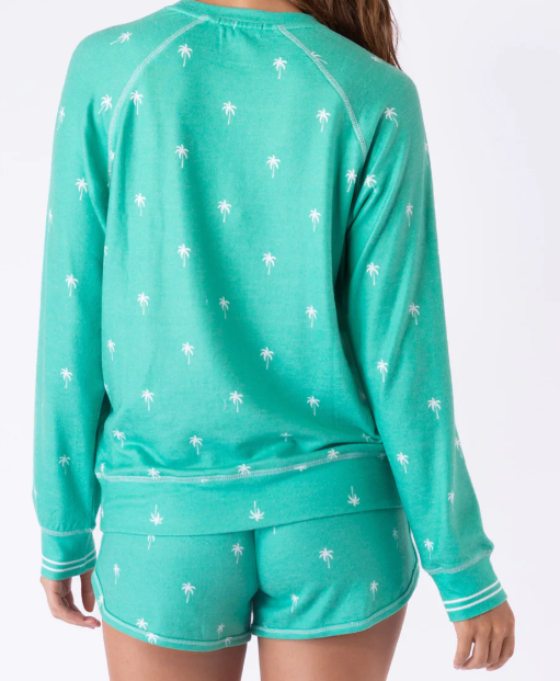 Beach More Worry Less Short PJ Set in Green