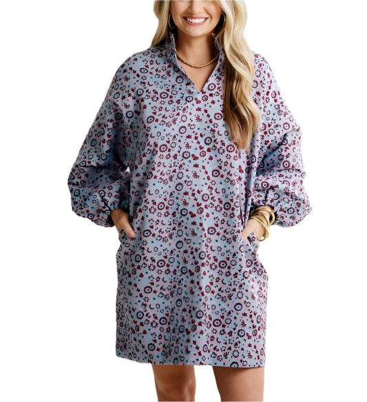 Betsy Collar Jacquard Floral Dress