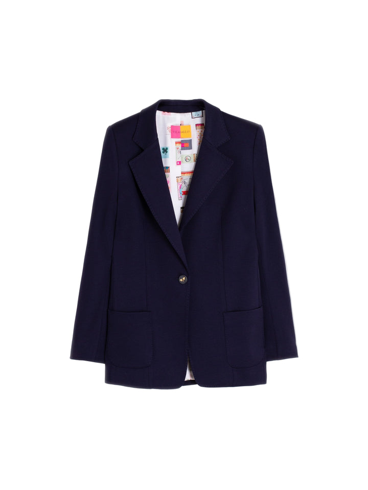 Fun Letter Buttons Navy Blazer by Vilagallo