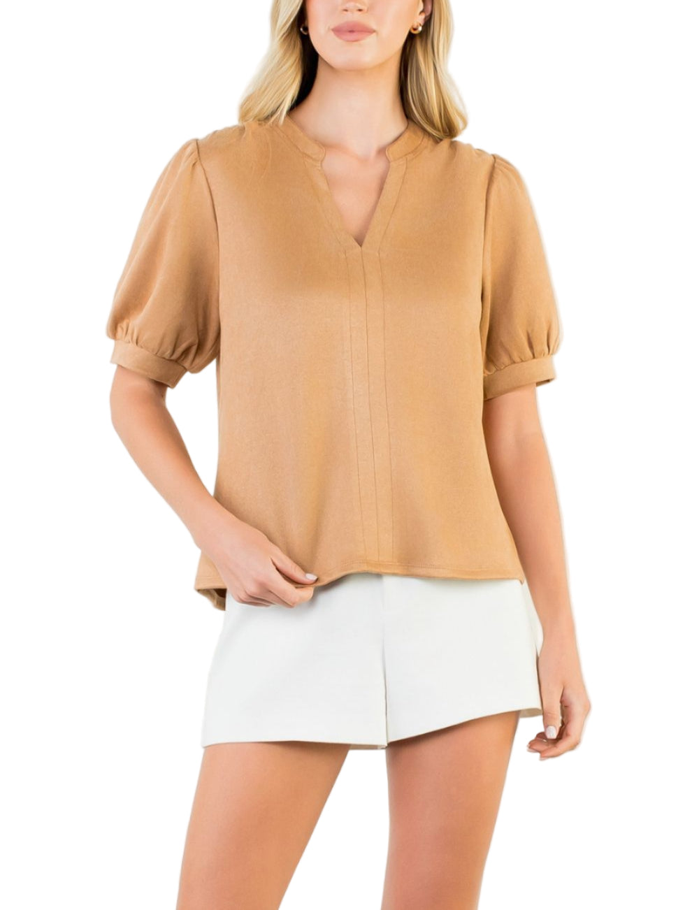 Kayla Puff Sleeve Suede Top