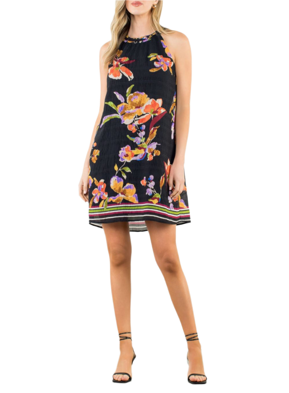 Claire Floral Halter Neck Dress