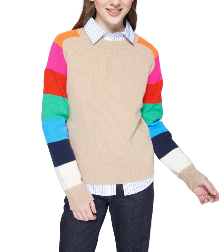 Mango Rayas Wool Sweater in Beige Multi