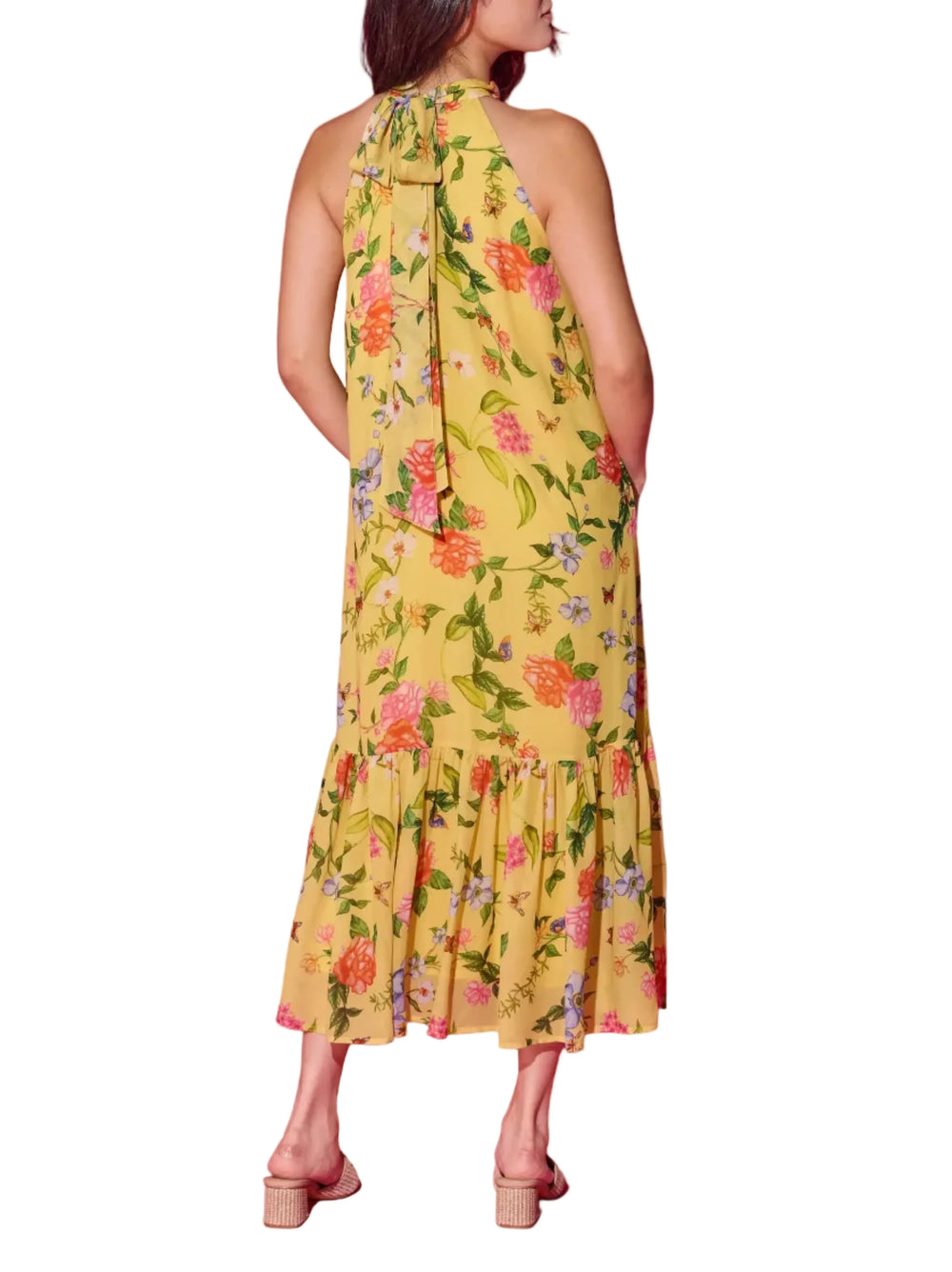 Light, airy, and effortlessly feminine, the Perry Dress features a vibrant floral print and a flattering halter neckline that moves beautifully with every step. The flowy silhouette offers all-day comfort while creating an elegant, easygoing look perfect for vacations, weddings, or warm-weather events.&nbsp;

Fabric Content: 100% Polyester
Fabric: Poly Charmeuse
Machine wash cold. Tumble dry low.