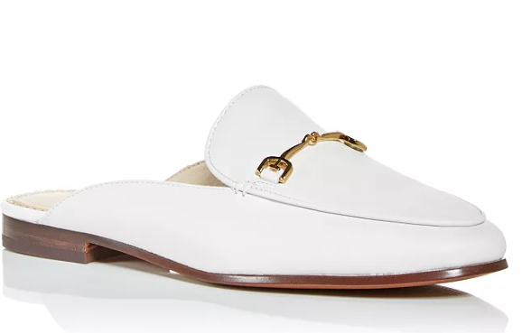 Linnie Apron Toe Mules in White Leather