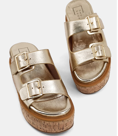 Lucinda Slide Sandal in Gold by Shu Shop