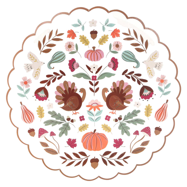 A folk theme is the ultimate way to embrace the charm of fall and Thanksgiving. Rich, earthy colors embody this season's warm tones, while harvest-inspired symbols celebrate nature's beauty. 