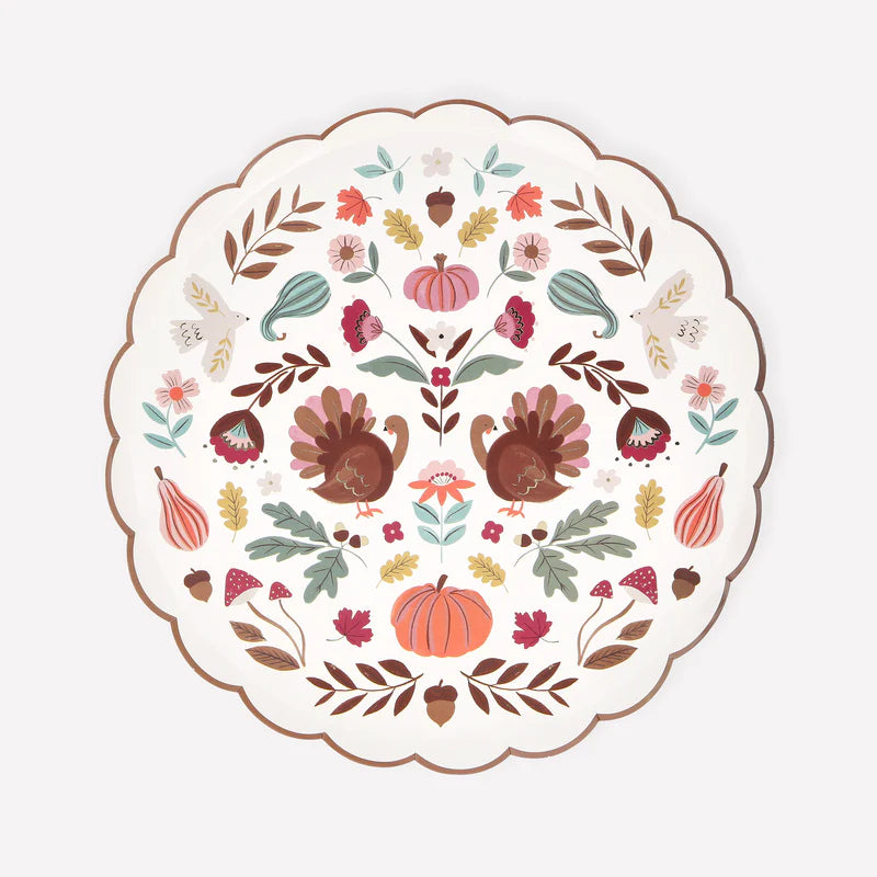 A folk theme is the ultimate way to embrace the charm of fall and Thanksgiving. Rich, earthy colors embody this season's warm tones, while harvest-inspired symbols celebrate nature's beauty. 