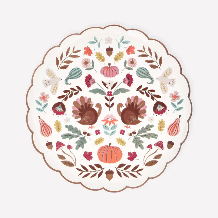 A folk theme is the ultimate way to embrace the charm of fall and Thanksgiving. Rich, earthy colors embody this season's warm tones, while harvest-inspired symbols celebrate nature's beauty. 