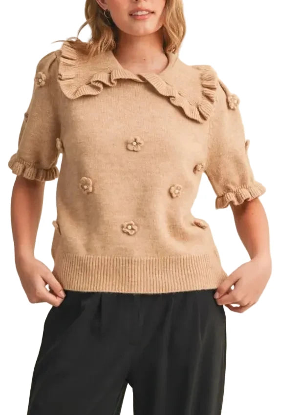 Chic Pearl Appliqué Sweater