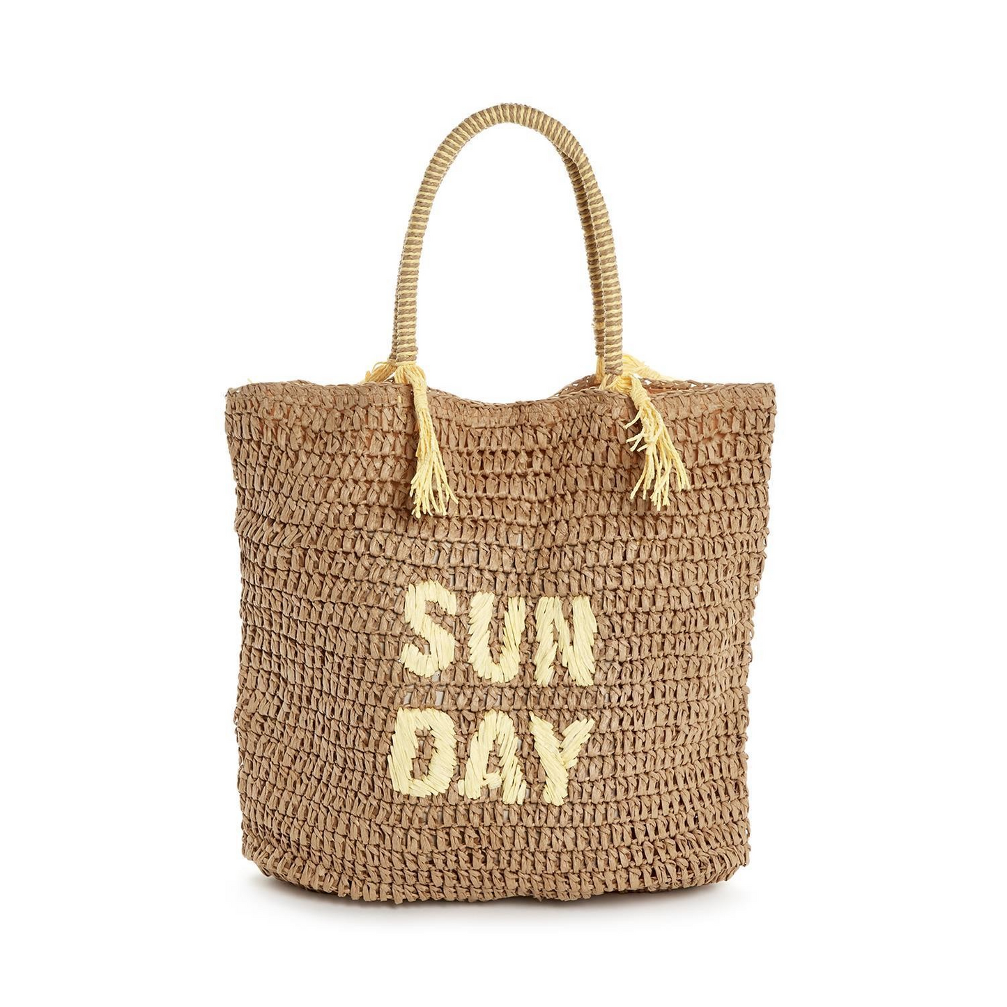 Hand Embroidered Raffia Tote