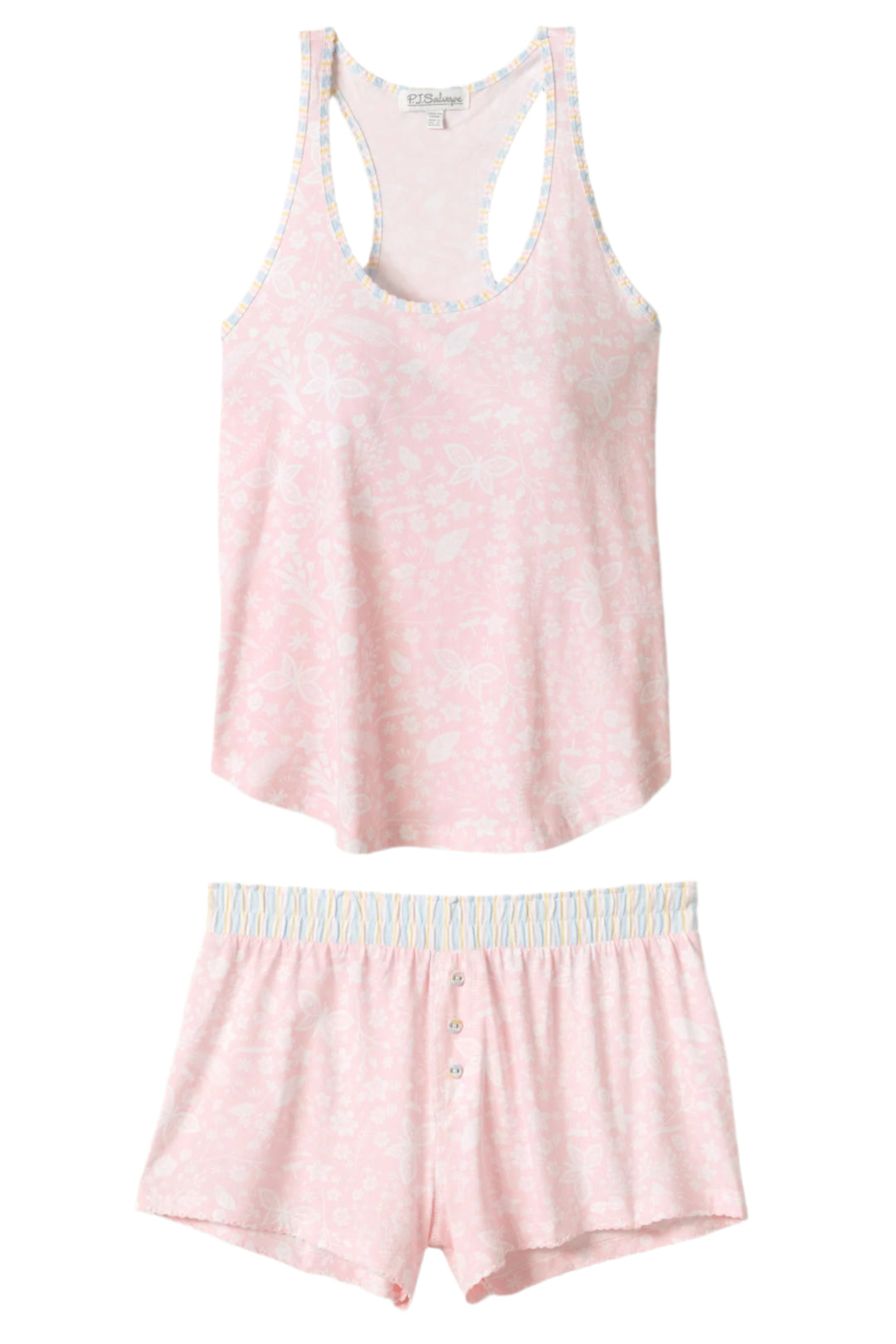 Pink Stripe Floral PJ Set