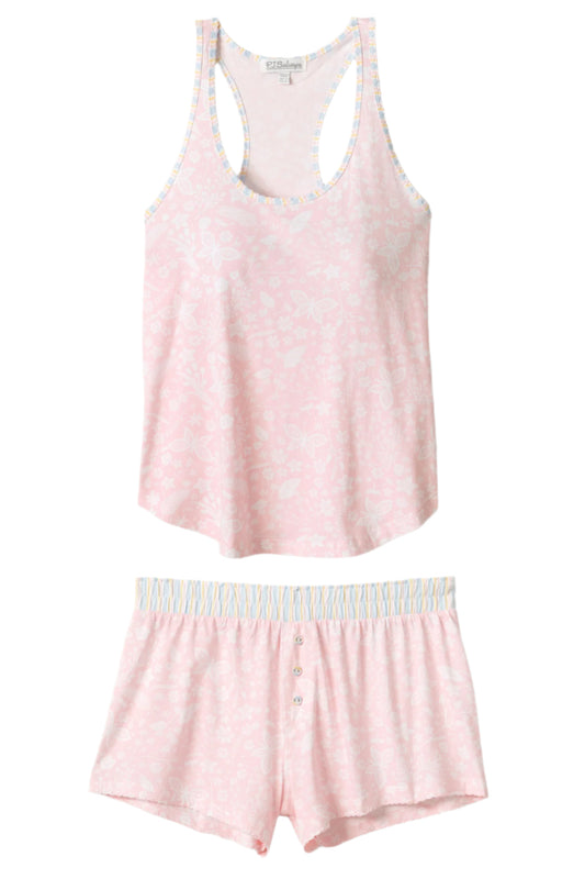 Pink Stripe Floral PJ Set