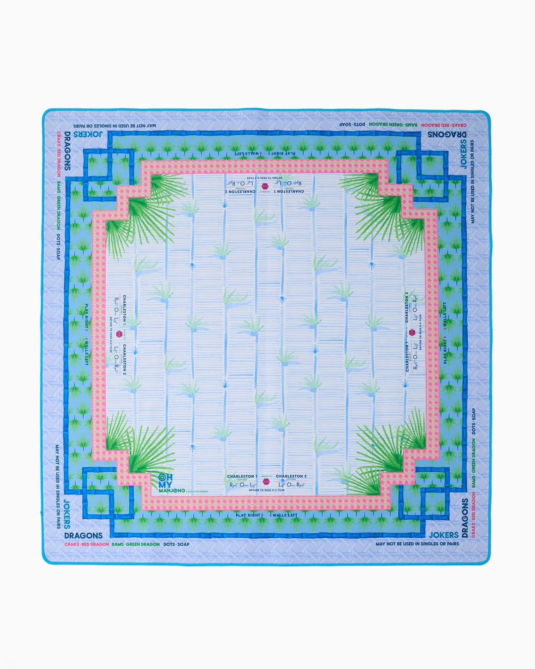 The Palm Paradise Mahjong Mat, a stunning collaboration with Little Blue Designs’ Stephanie Troxler, brings a breezy tropical elegance to your game nights. Designed to pair beautifully with the iconic Gatsby Tiles, this mat features lush watercolor palms in soothing blues and greens, perfectly accented with a playful pop of pink. It’s like a mini escape to an island retreat—no passport required. Made from neoprene for easy cleanup and featuring a secure rubber non-slip backing, Palm Paradise promises a seam