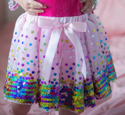 Party Fun Sequins Skirt in Pink Neon