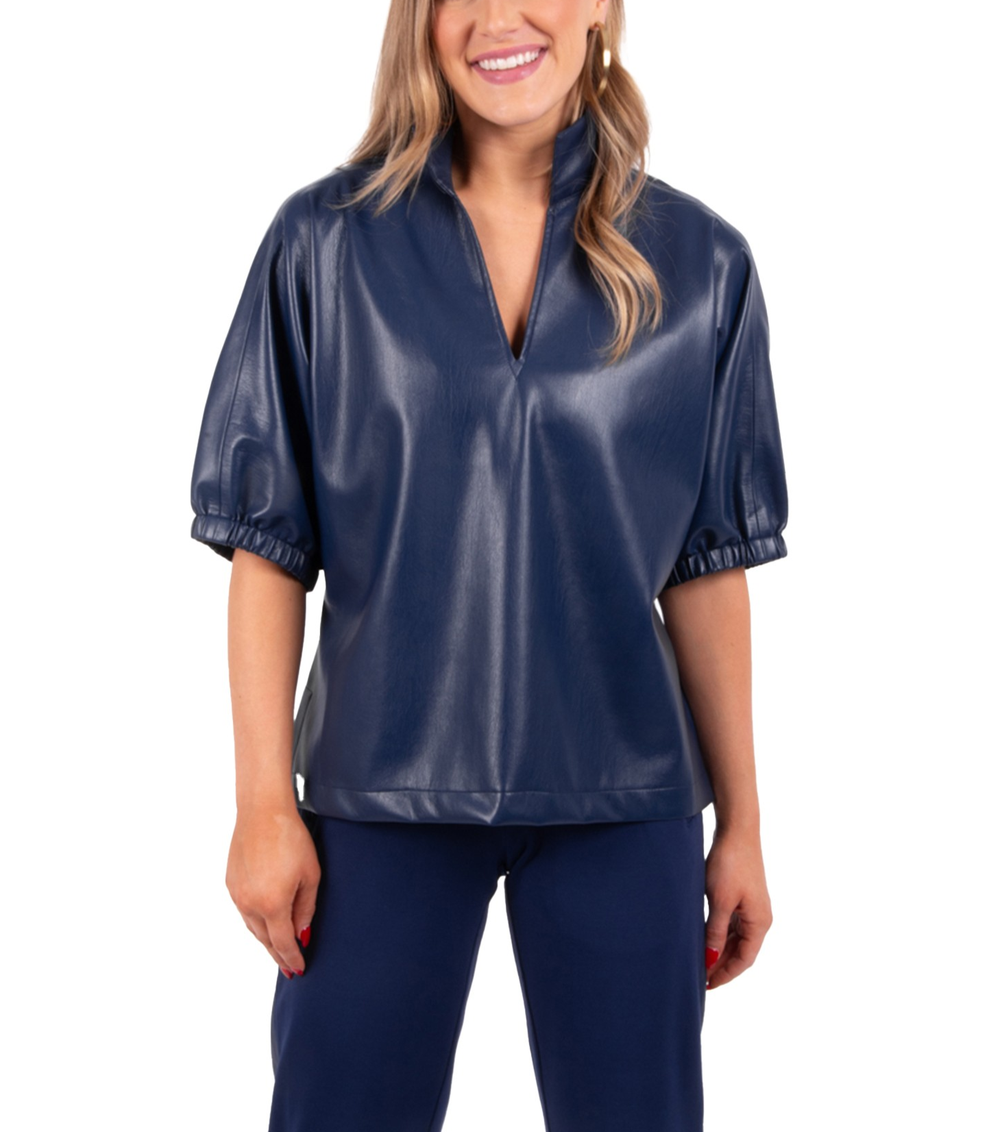 Poppy Top in Navy Vegan Leather by Emily McCarthy