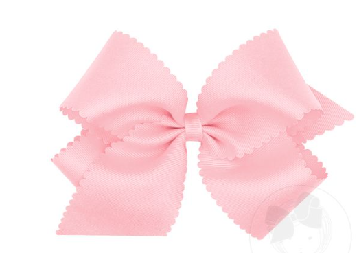 King Grosgrain Hair Bow with Scalloped Edge