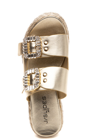 Quinley Sandal in Light Gold Leather by J/Slides