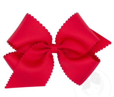 King Grosgrain Hair Bow with Scalloped Edge