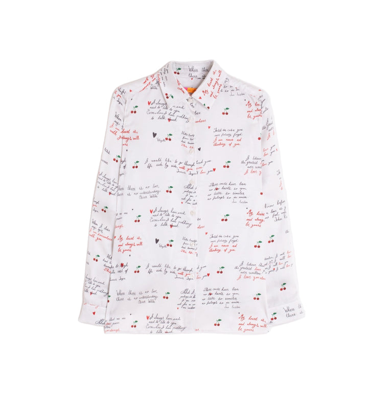 Cherry & Letters Print Shirt by Vilagallo
