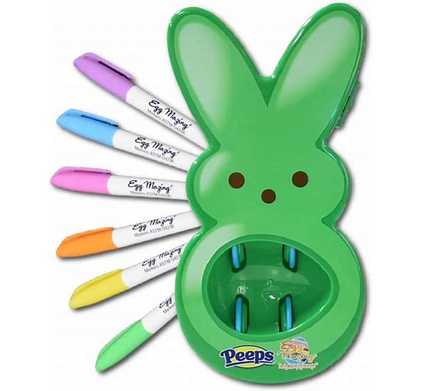 The Eggmazing Egg Decorator - Peeps Bunny - Arts and Craft Set Includes 6 Colorful Quick Drying, Non-Toxic Markers -