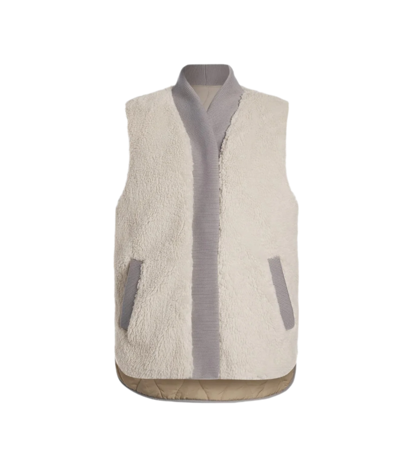 Covey Reversible Quilted vest; dove and sandstone