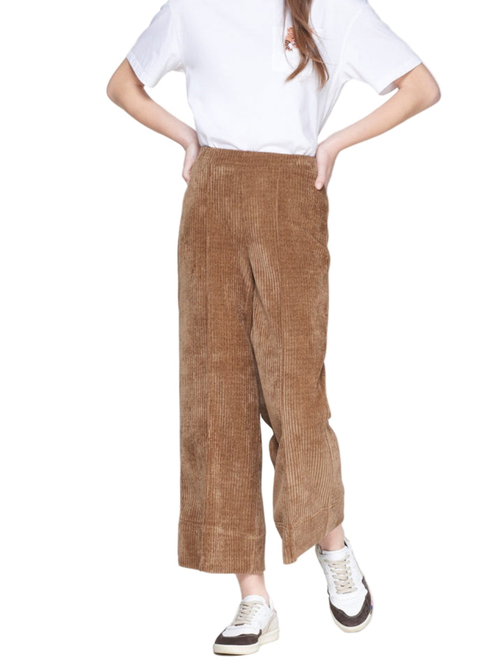 Beige Corduroy Straight Leg Trouser by Vilagallo