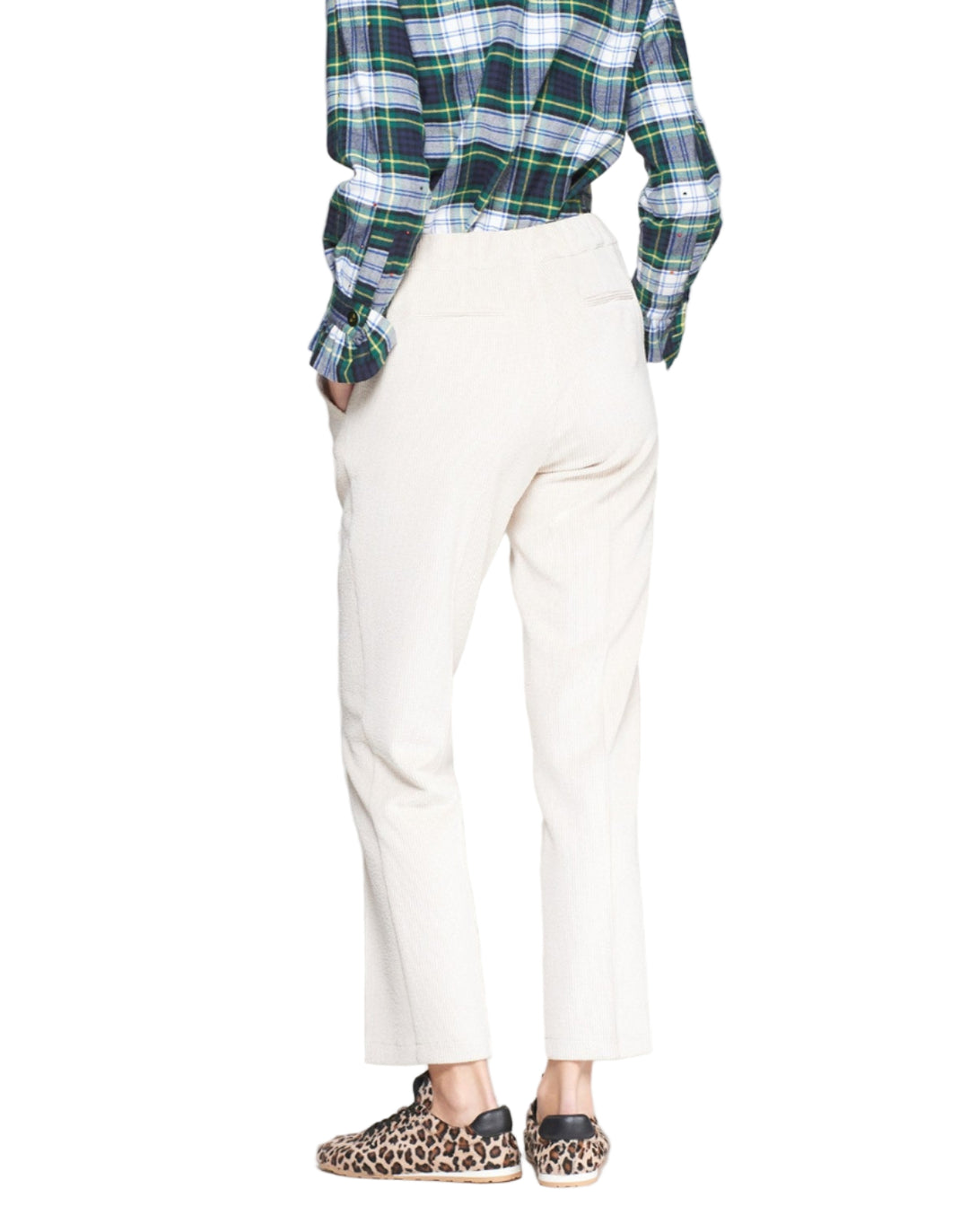 Ecru Corduroy Straight Leg Trouser by Vilagallo