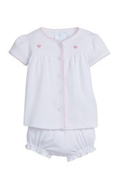 Pinpoint Layette Knit Heart Set