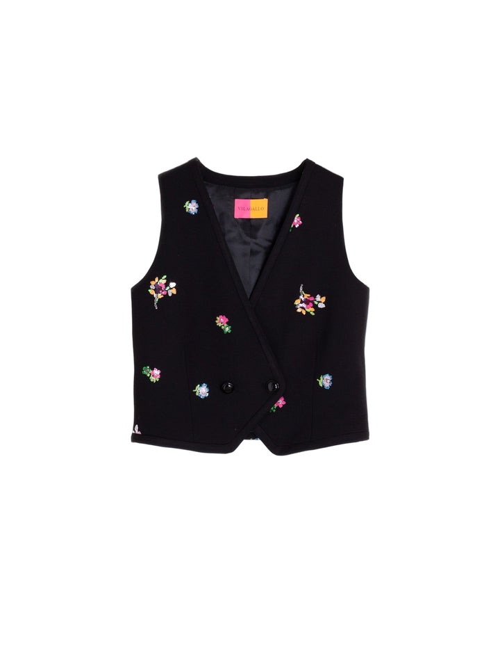 Black Sequin Waistcoat by Vilagallo