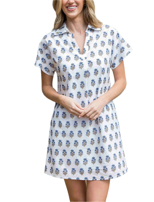 Eira Flower Print Dress in White