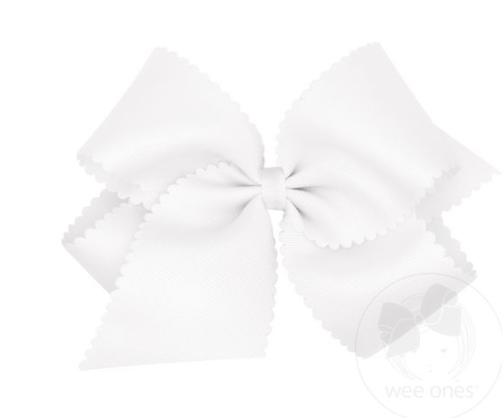 King Grosgrain Hair Bow with Scalloped Edge