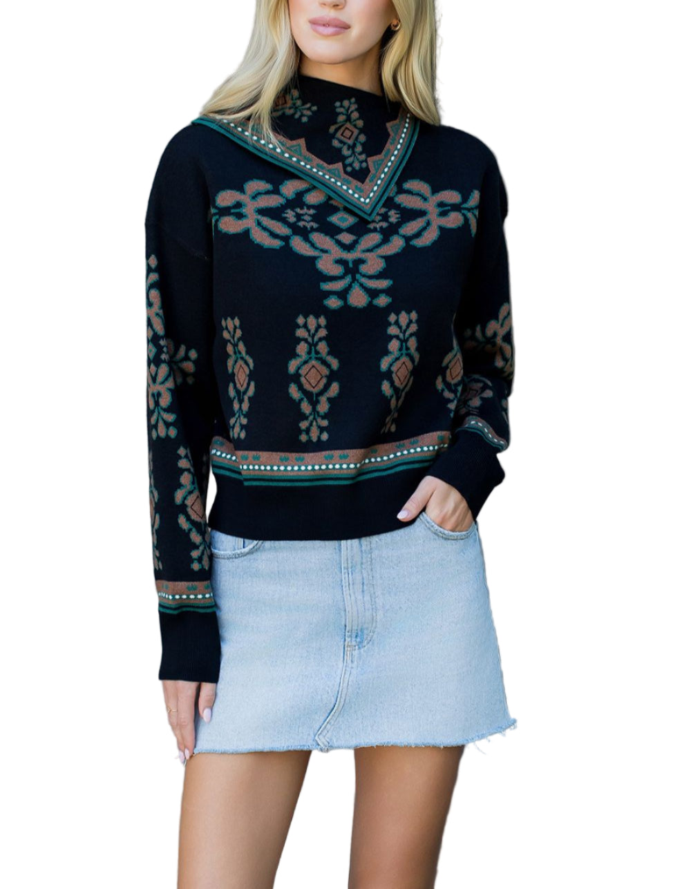 Stay cozy and stylish with the Emma Knit Sweater! Crafted for comfort, its soft knit fabric wraps you in warmth without weighing you down.&nbsp;