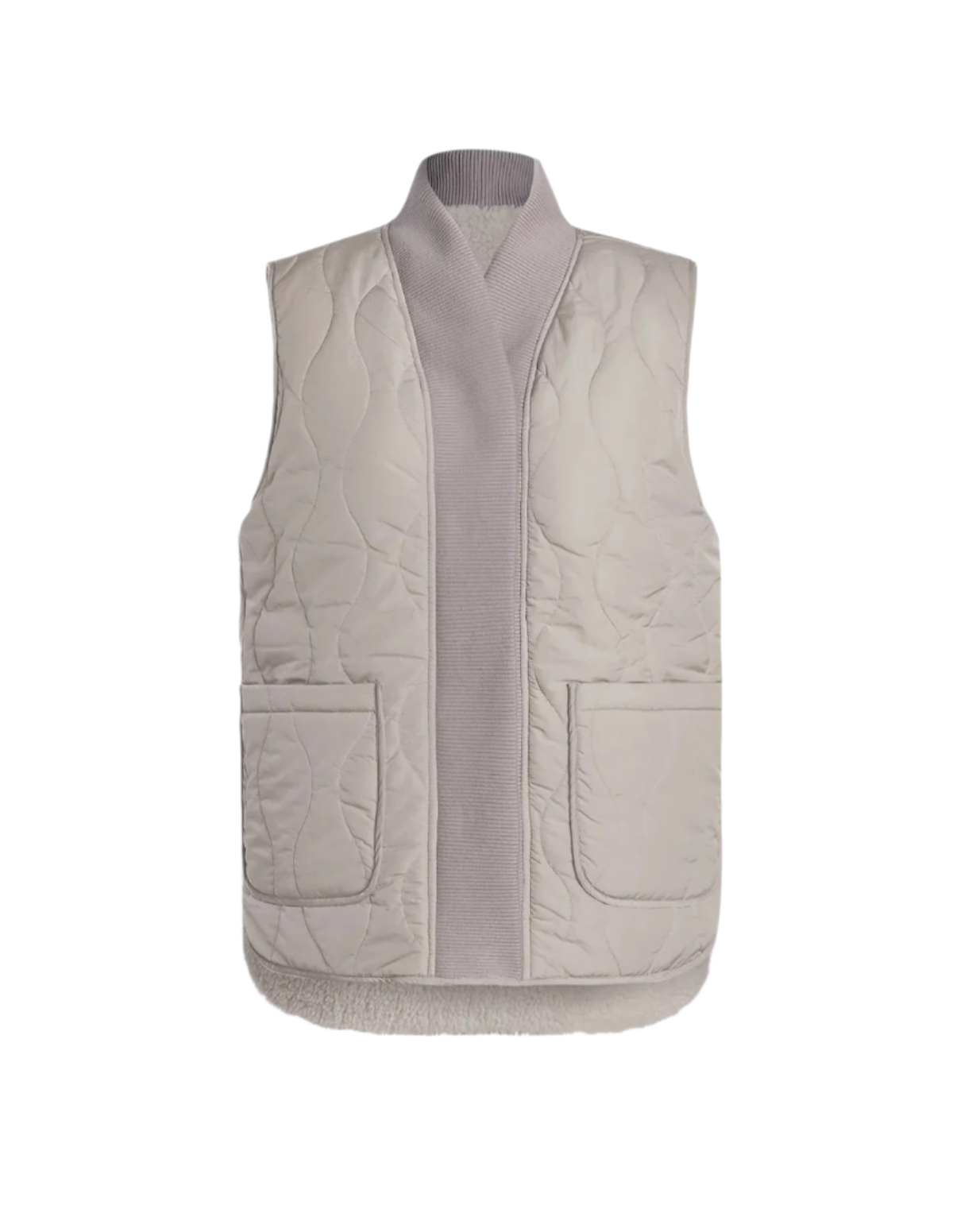 Covey Reversible Quilted vest; dove and sandstone