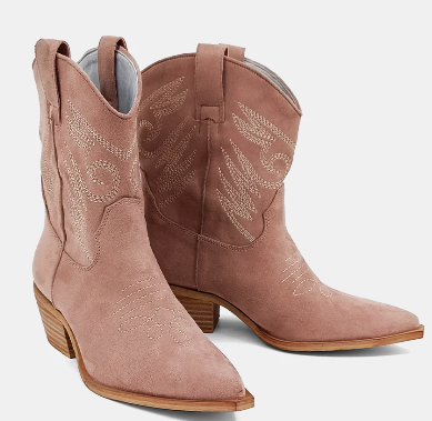 Zahara Cowboy Boot in Rose Suede by Shu Shop