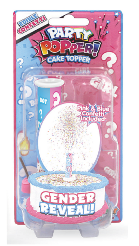 Party Popper Gender Reveal Cake Topper