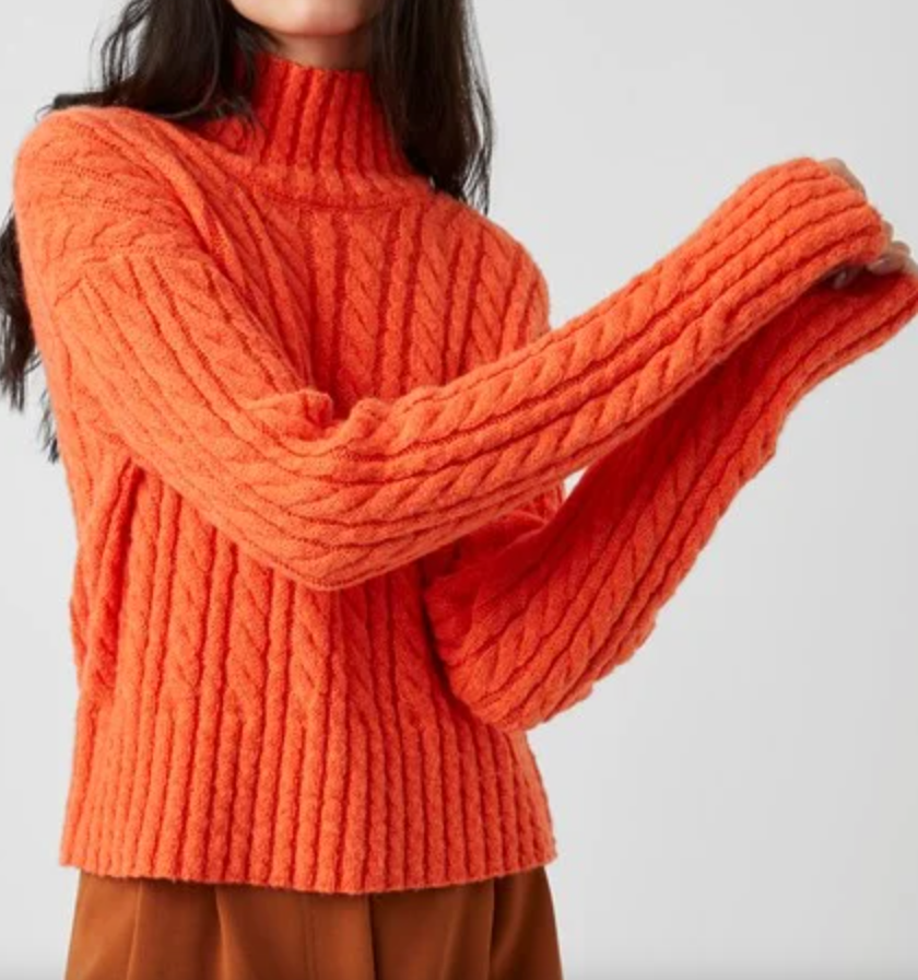 Jacqueline Cable High-Neck Sweater