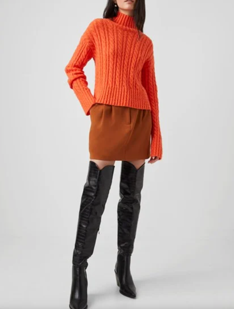 Jacqueline Cable High-Neck Sweater